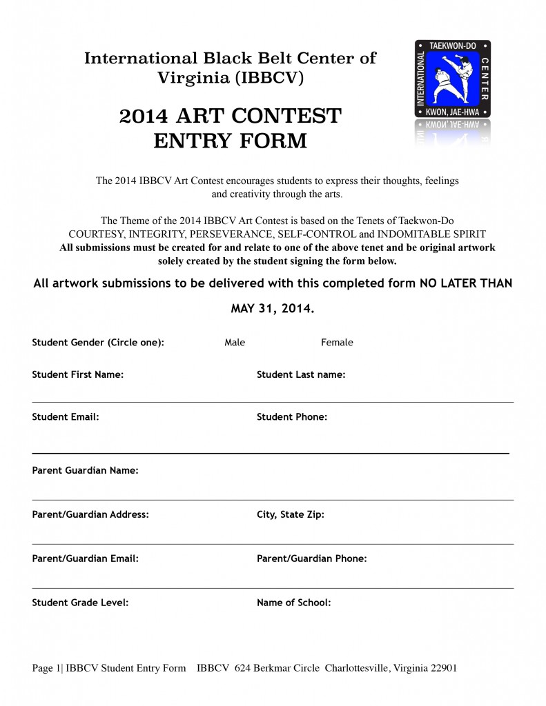 IBBCV 2014 Art Contest Student Entry Form 2