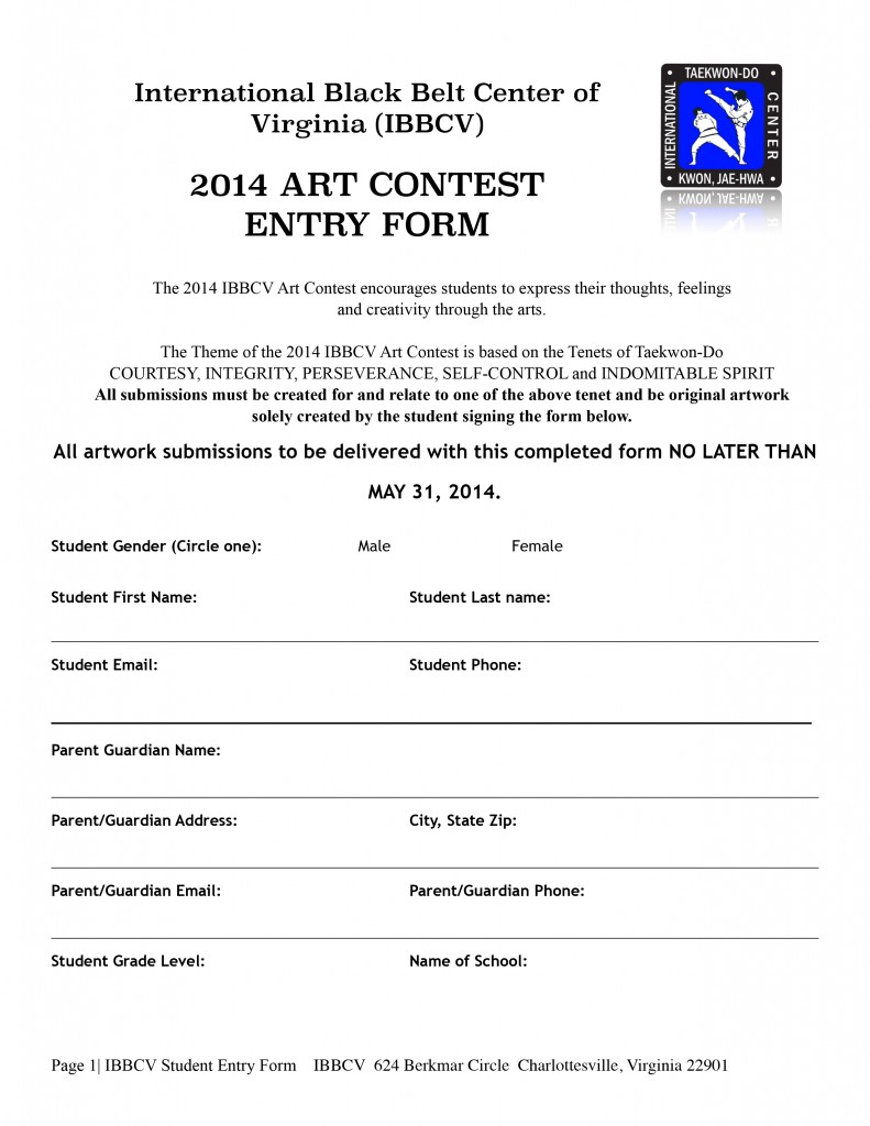 Art Contest International Blackbelt Center of Virginia